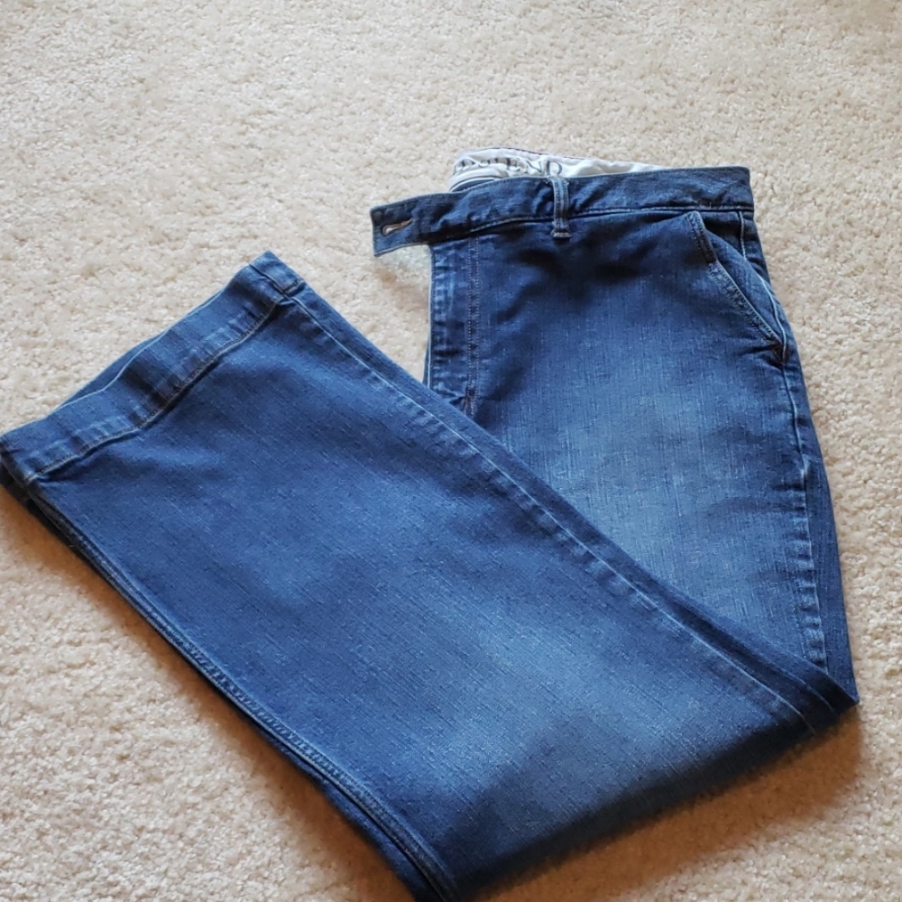 👖 Lands End, Medium Wash, trouser jeans, size 16P